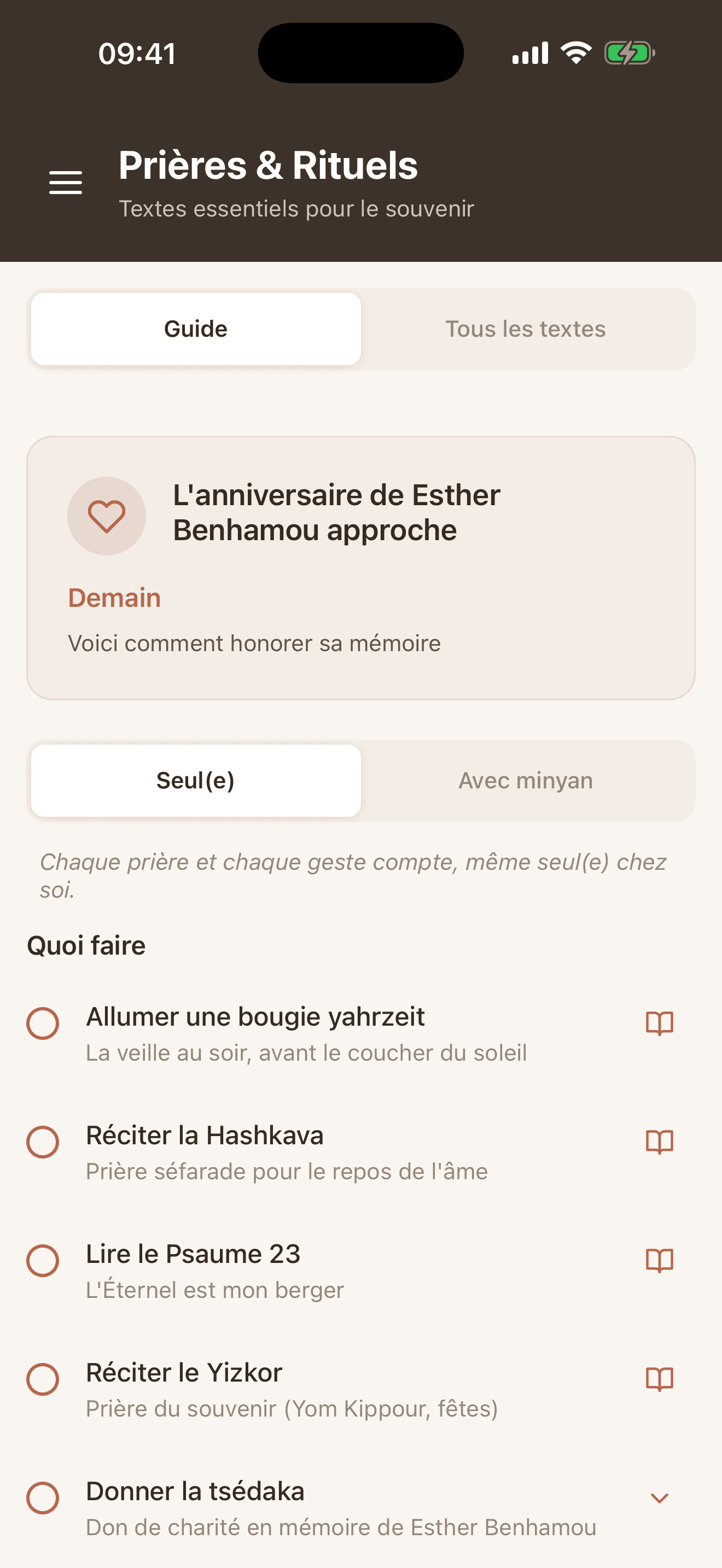 Détail des prières et rituels dans Zahor